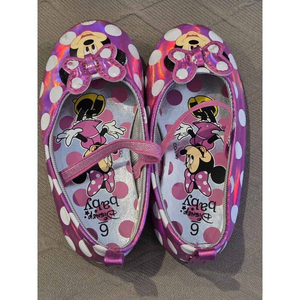Disney Infant Girls Pink Polka Dot Minnie Mouse Ballet Flats Baby Dress Shoes 6